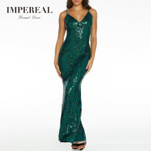 Strappy Fishtail Maxi Boho Tight Emerald Green Evening Dress For Women